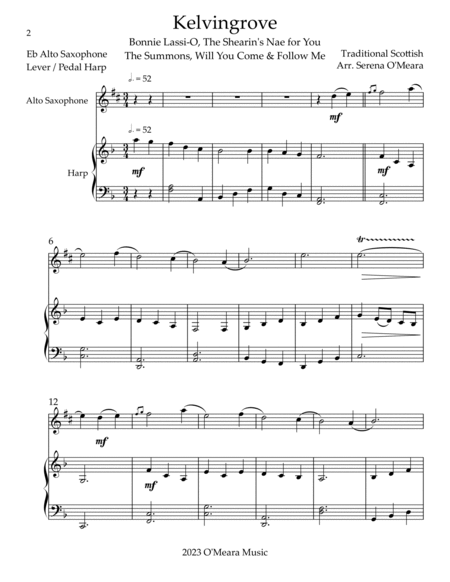 Kelvingrove, Duet for Eb Alto Saxophone & Harp image number null
