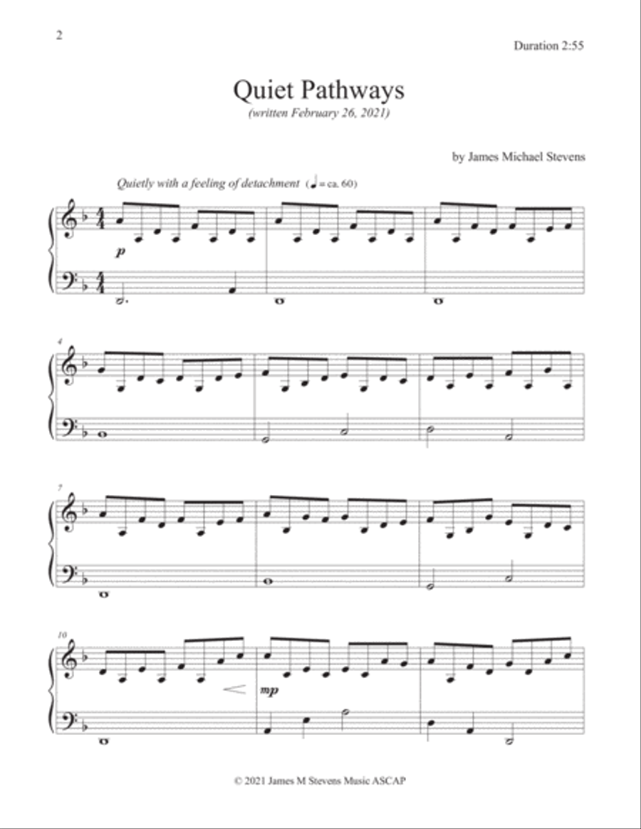 Quiet Pathways Piano Solo scores gallery preview page 2