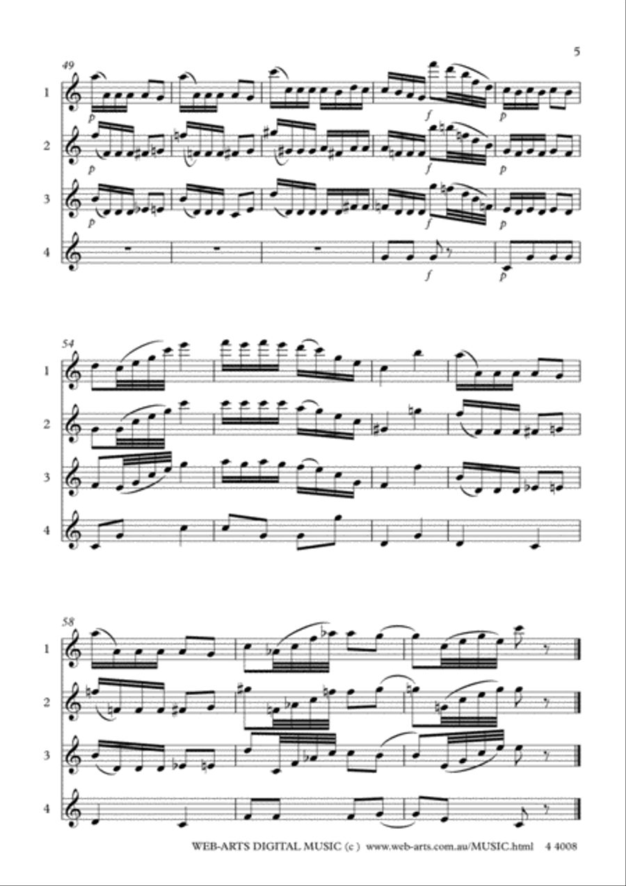DANCE of the FLUTES from Nutcracker Suite for 4 flutes - TSCHAIKOVSKY Flute Quartet scores gallery preview page 5
