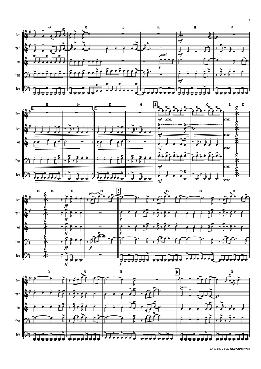 Viva La Vida Brass Ensemble scores gallery preview page 3