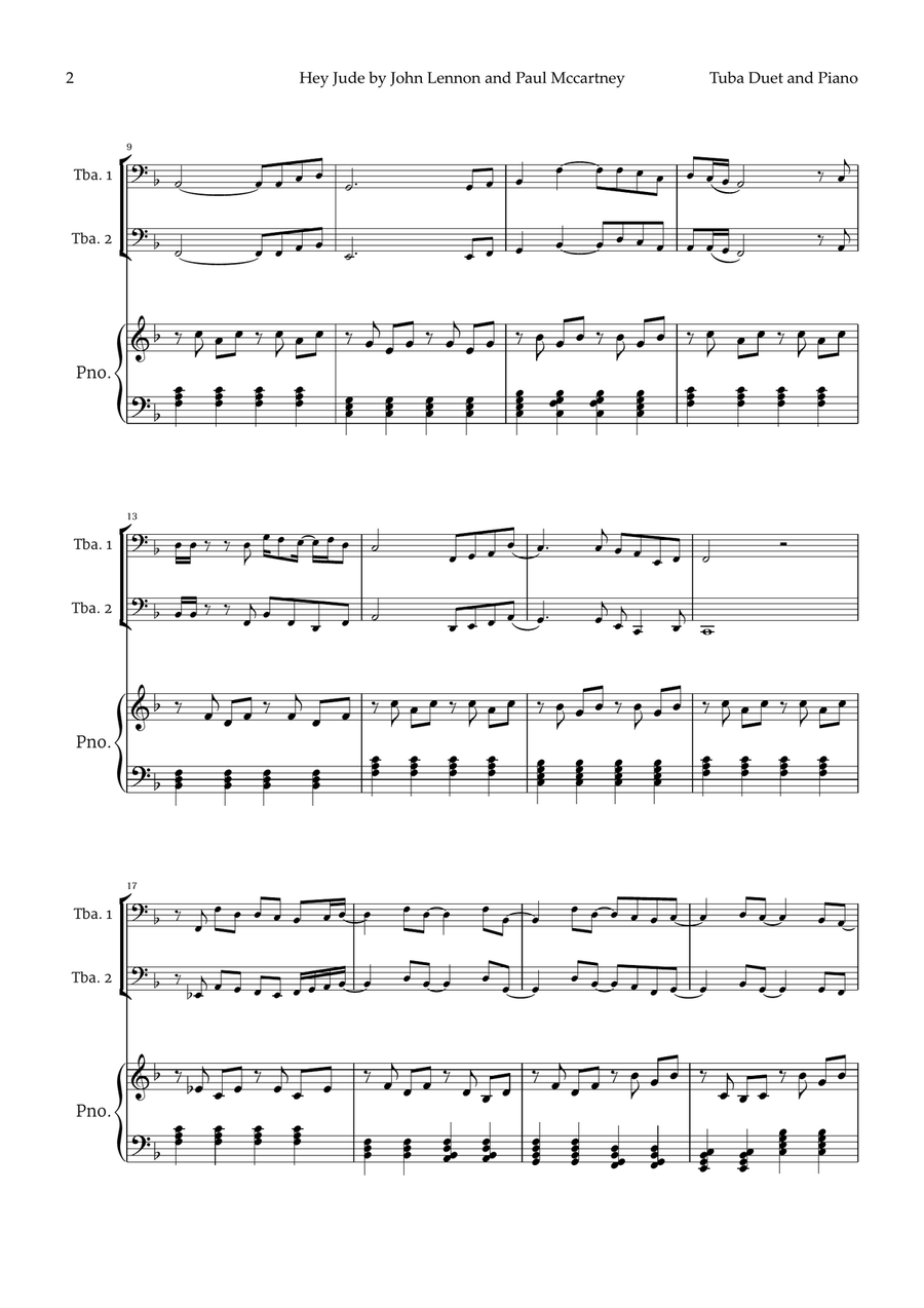 Hey Jude Brass Duet scores gallery preview page 2