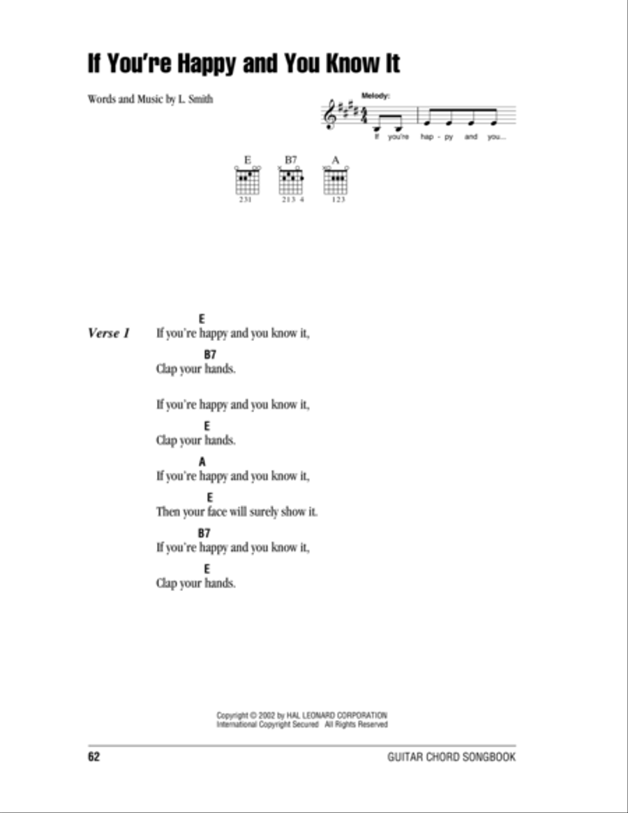 If You're Happy And You Know It Acoustic Guitar scores gallery preview page 1