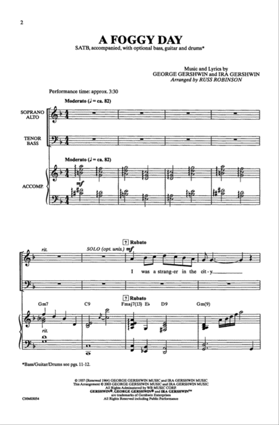 Foggy Day A - SATB 4-Part scores gallery preview page 2