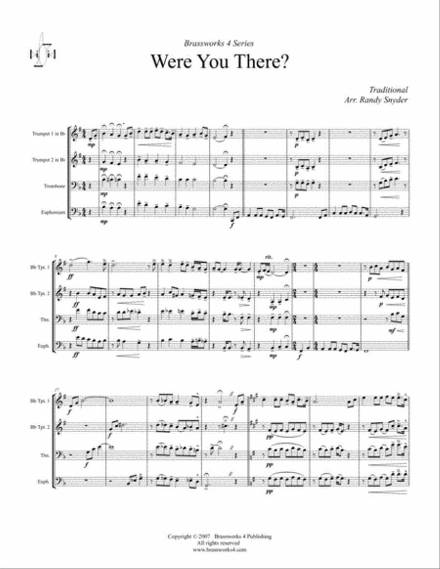 Were You There? Were You There? Brass Quartet scores gallery preview page 2