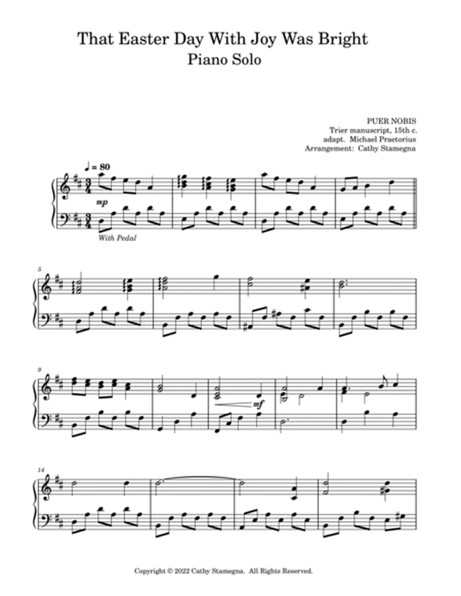 That Easter Day With Joy Was Bright (Intermediate/Late Intermediate Piano Solo) image number null