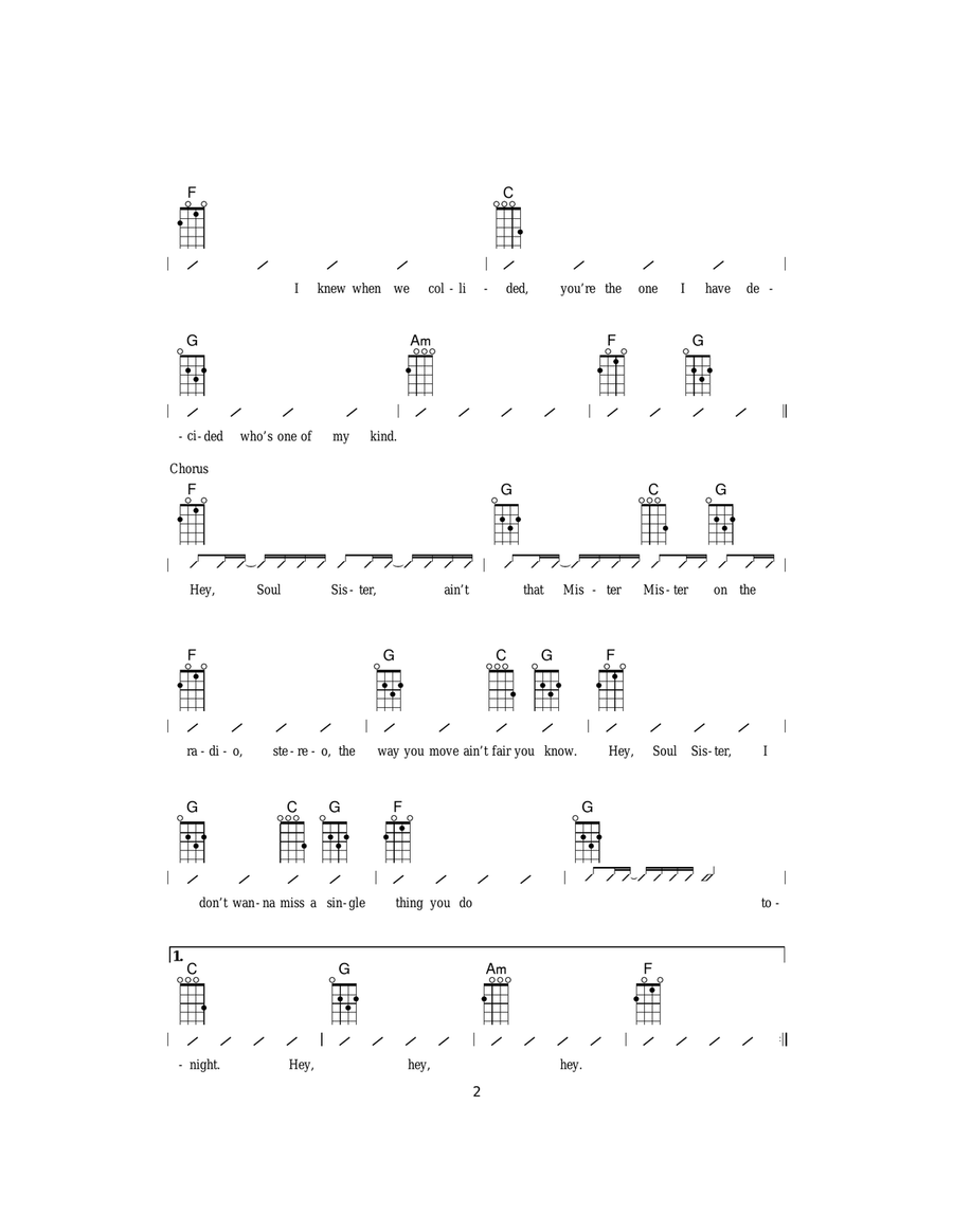 Hey, Soul Sister Ukulele scores gallery preview page 2