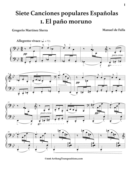 DE FALLA: 7 canciones populares Españolas (transposed down a major third)