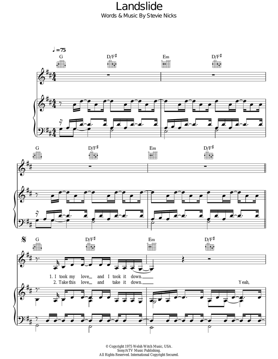 Landslide Landslide Acoustic Guitar scores gallery preview page 1