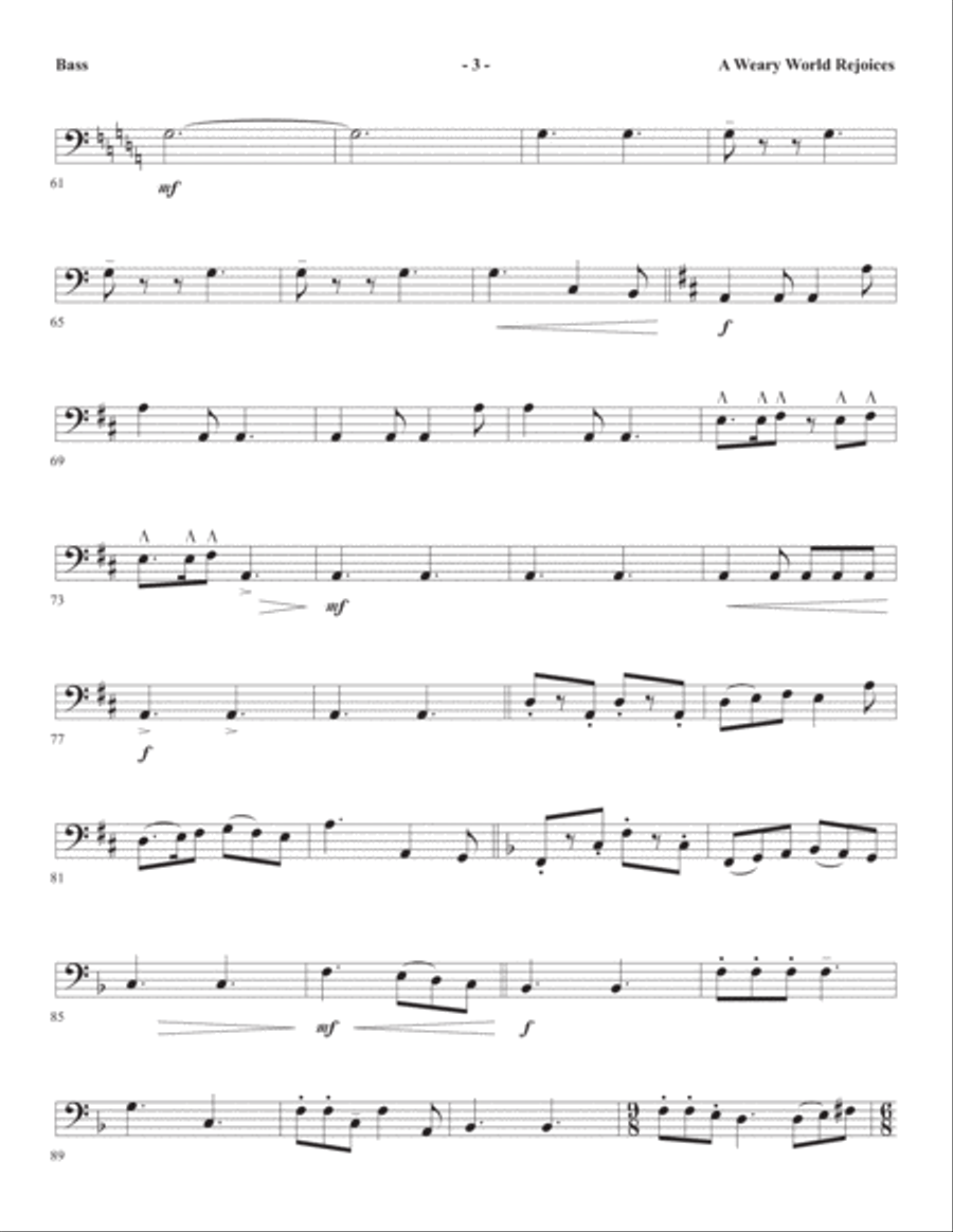A Weary World Rejoices (A Chamber Cantata For Christmas) - Double Bass A Weary World Rejoices (A Chamber Cantata For Christmas) - Double Bass Choir scores gallery preview page 6
