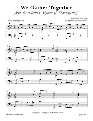 We Gather Together (LARGE PRINT Piano Solo)