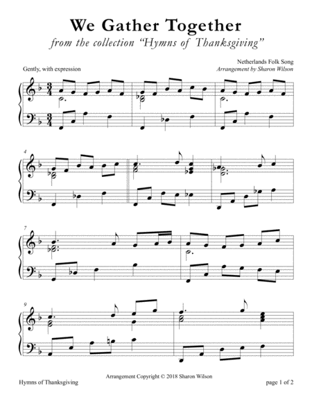 We Gather Together (LARGE PRINT Piano Solo) image number null
