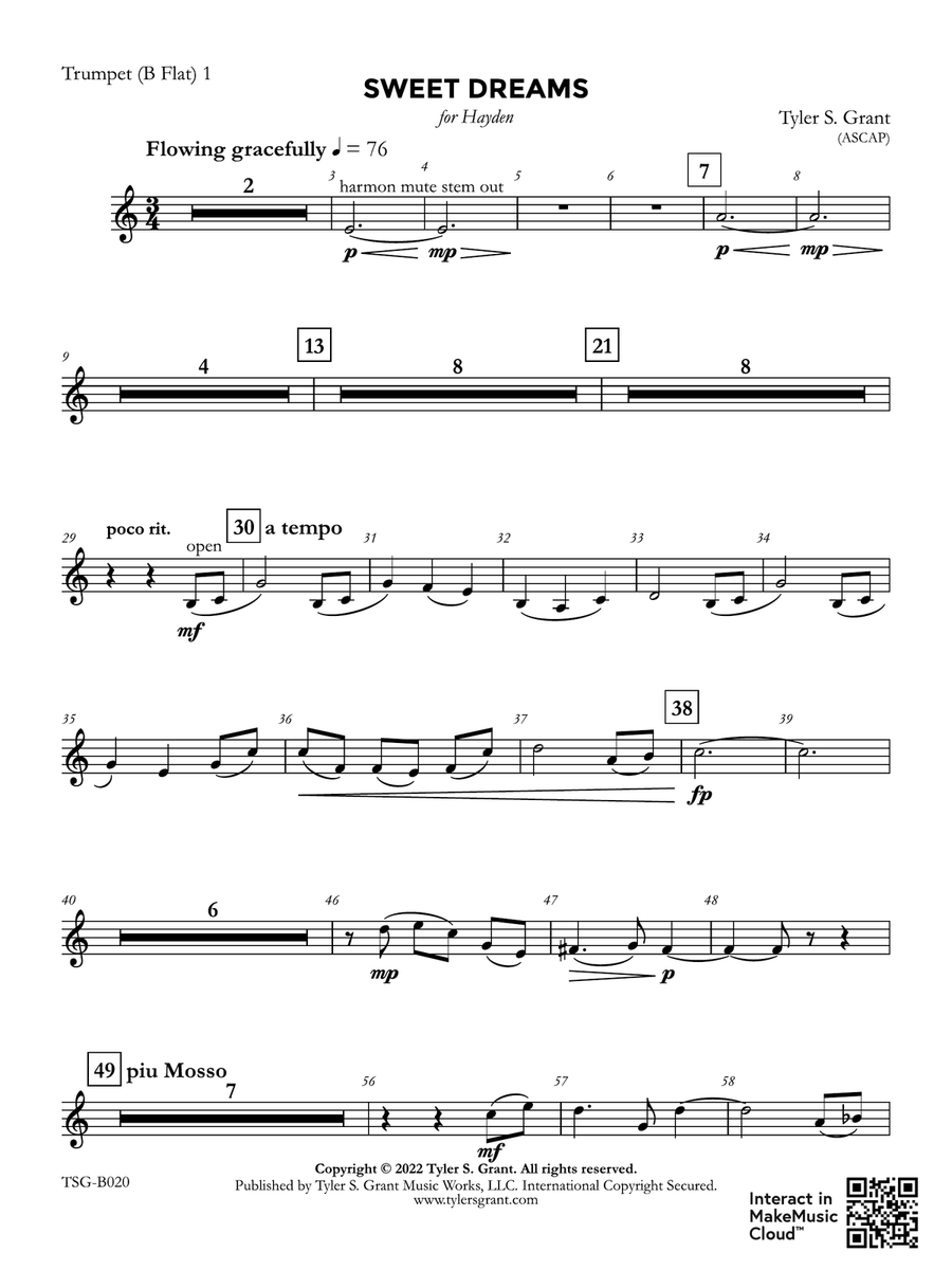 Sweet Dreams: 1st B-flat Trumpet