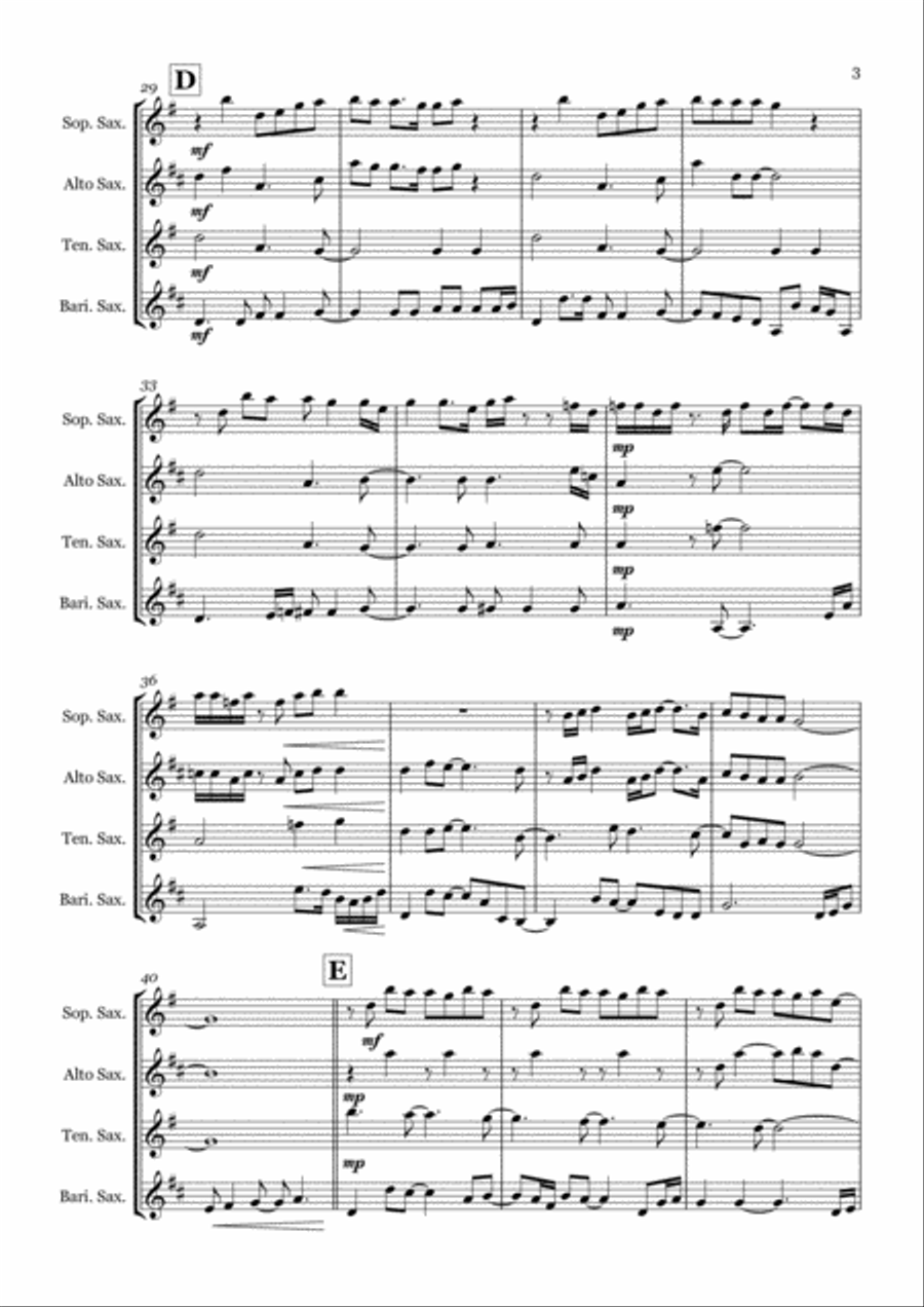 Man In The Mirror Saxophone Quartet scores gallery preview page 3