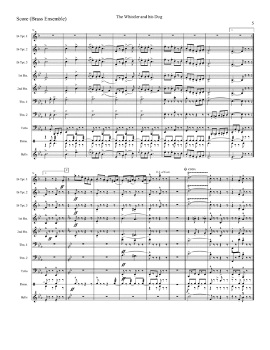 The Whistler and his Dog Brass Ensemble scores gallery preview page 6