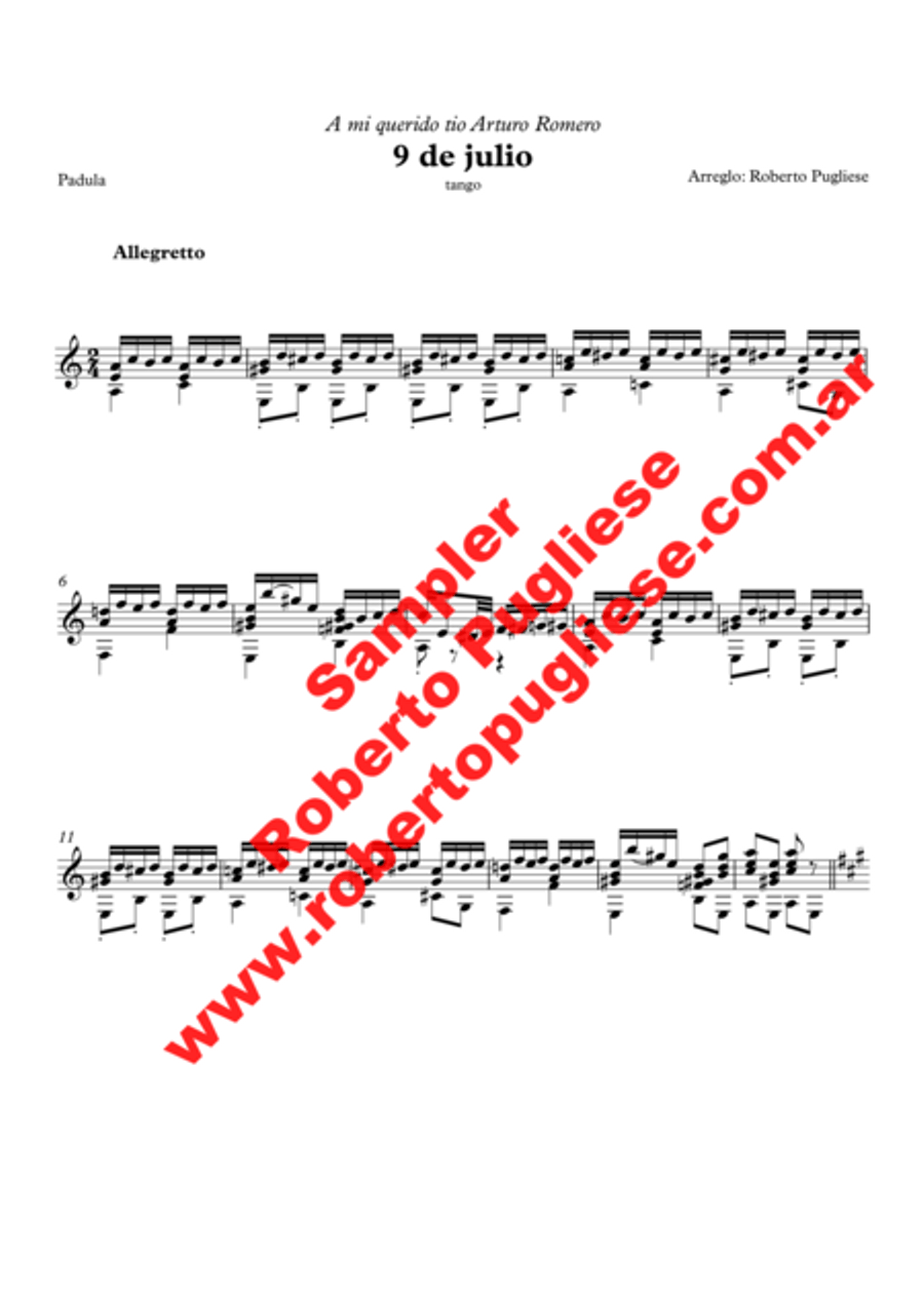 9 de Julio - tango (J. L. Padula) Classical Guitar scores gallery preview page 3