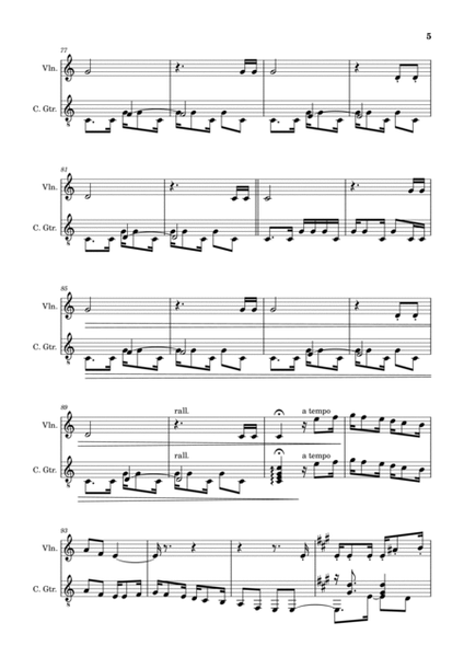 Chiquinha Gonzaga - Candomblé. Arrangement for Violin and Classical Guitar. Score and Parts image number null