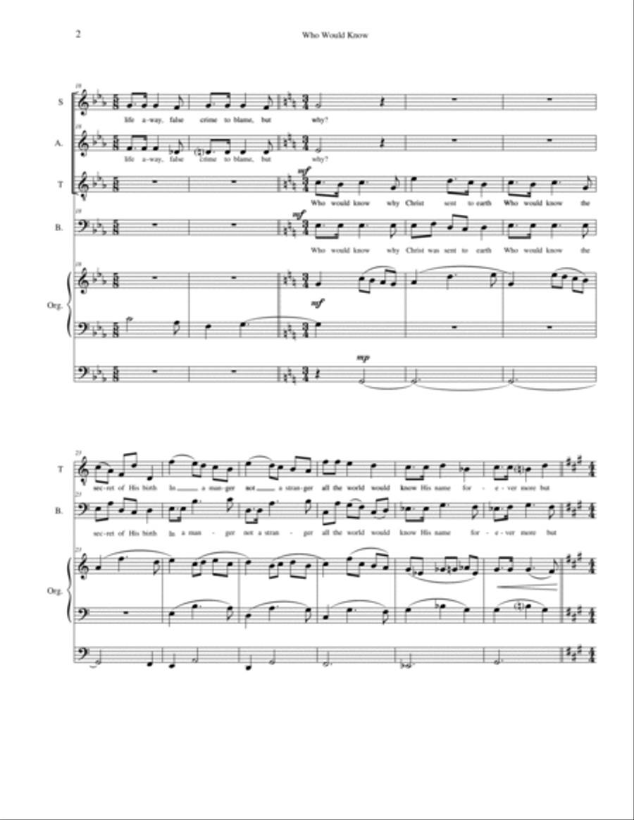 Who Would Know Who Would Know 4-Part scores gallery preview page 2