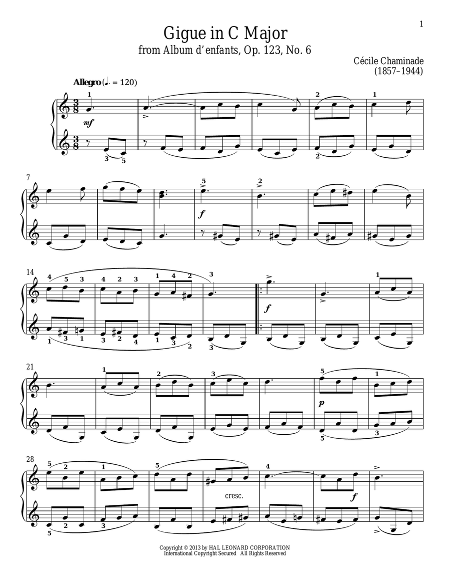 Gigue In C Major Piano Solo scores gallery preview page 1
