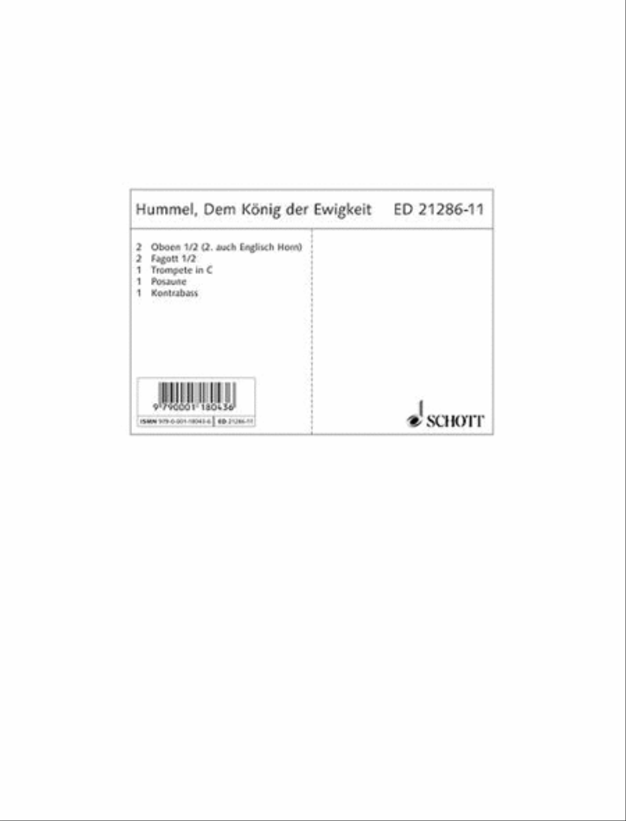 Dem König der Ewigkeit Mixed Choir scores gallery preview page 1