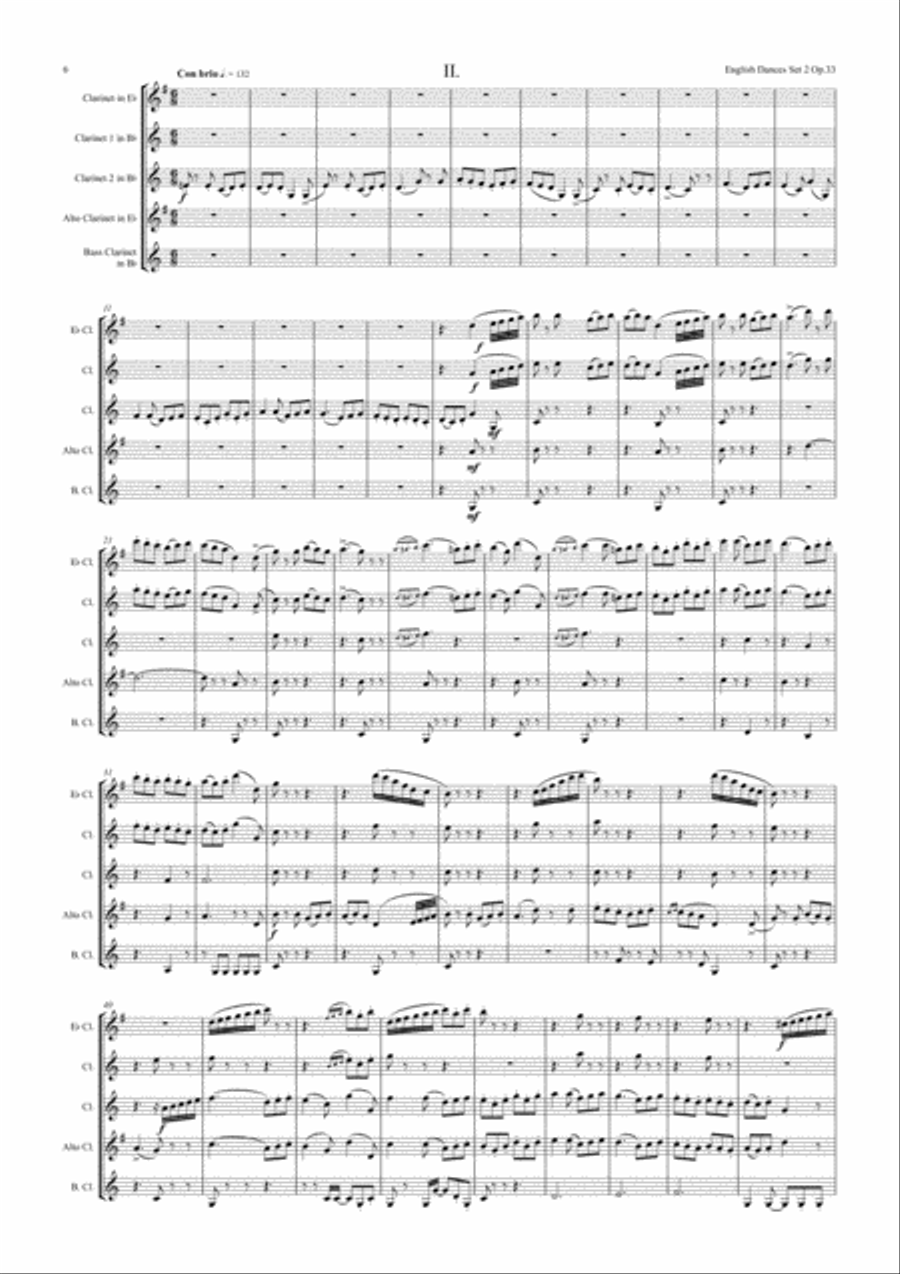 English Dances, Set 2, Op. 33: No. 4. Giubiloso - Lento E Maestoso Clarinet Quintet scores gallery preview page 6