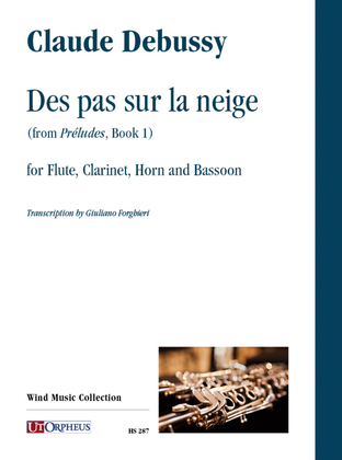 Book cover for Des pas sur la neige (from ‘Préludes’, Book 1) for Flute, Clarinet, Horn and Bassoon