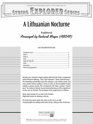 Book cover for A Lithuanian Nocturne: Score
