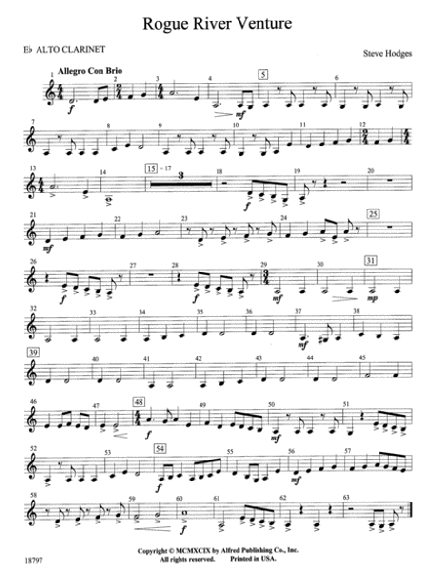 Rogue River Venture: E-flat Alto Clarinet Concert Band scores gallery preview page 1