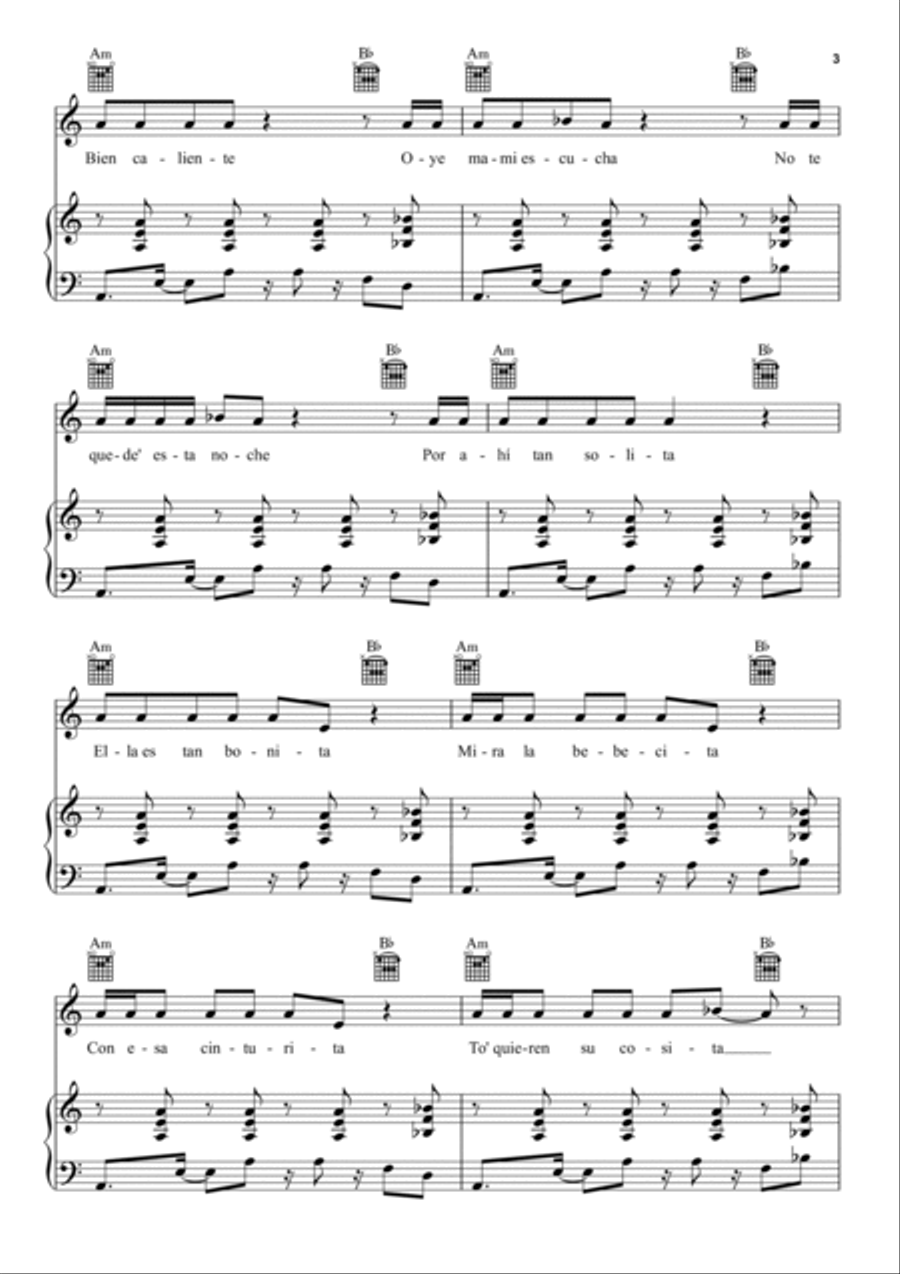 Pégate Piano, Vocal, Guitar scores gallery preview page 3