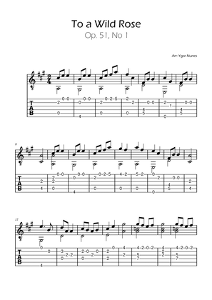 To a Wild Rose Easy Guitar TAB