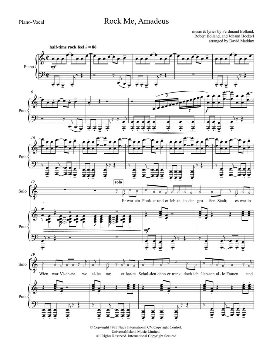 Rock Me Amadeus Rock Me Amadeus TTBB scores gallery preview page 1