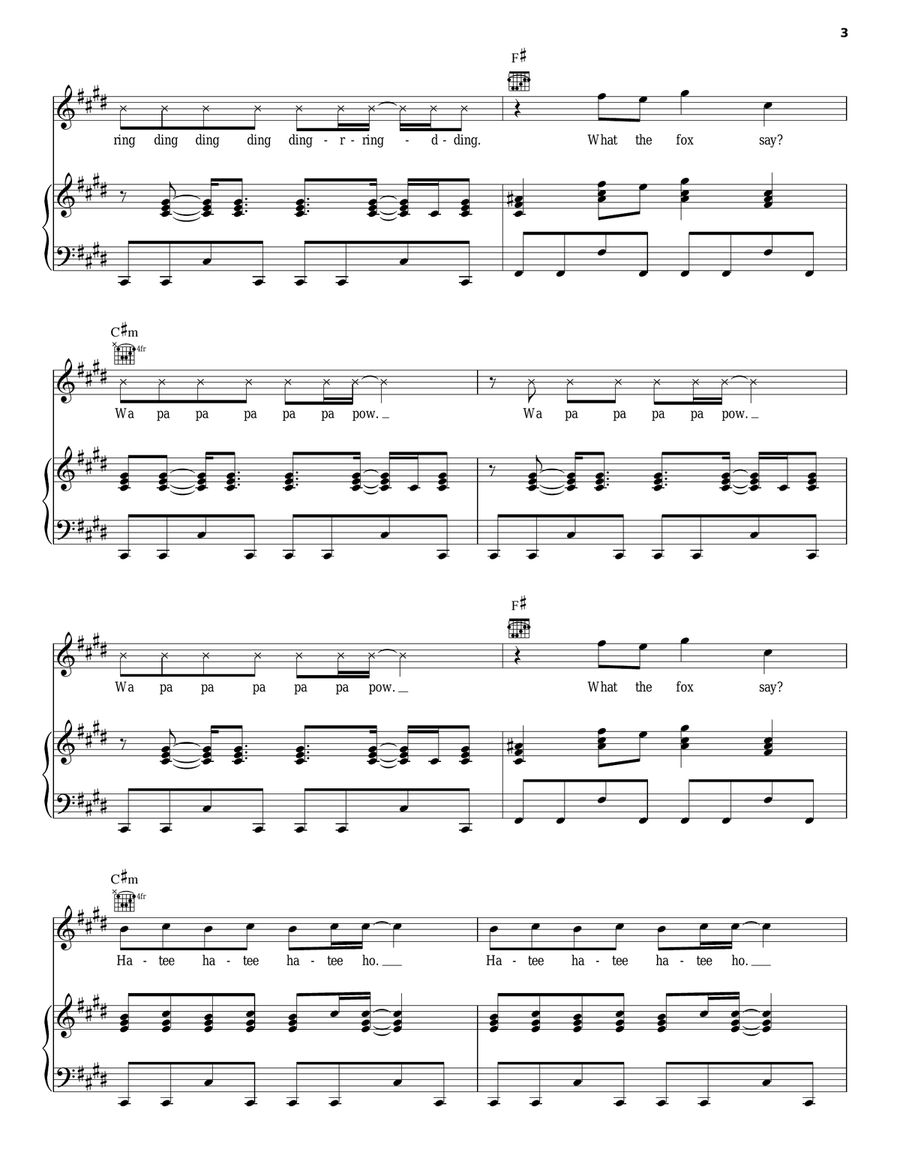 The Fox (What Does The Fox Say?) Acoustic Guitar scores gallery preview page 3