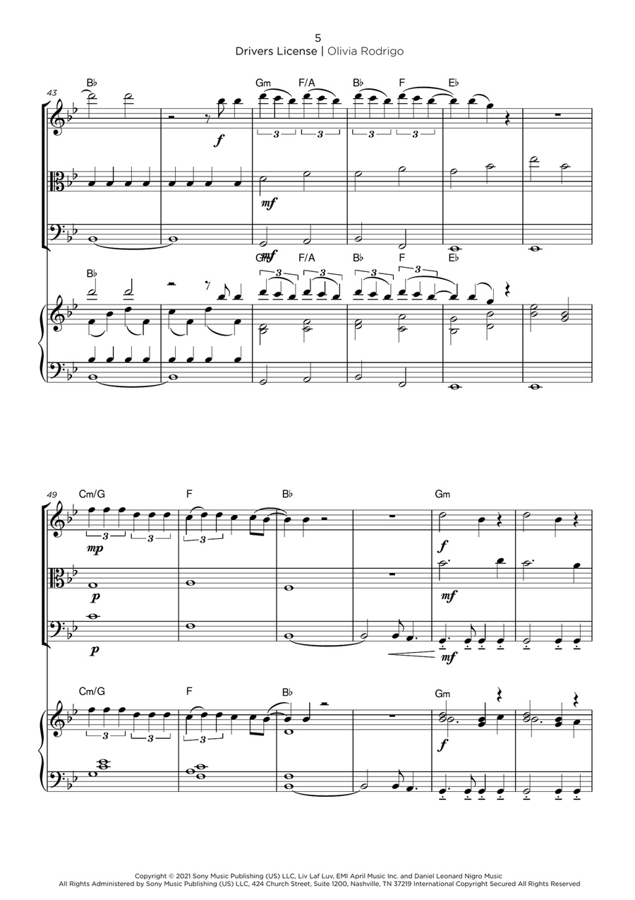 Drivers License Cello scores gallery preview page 5