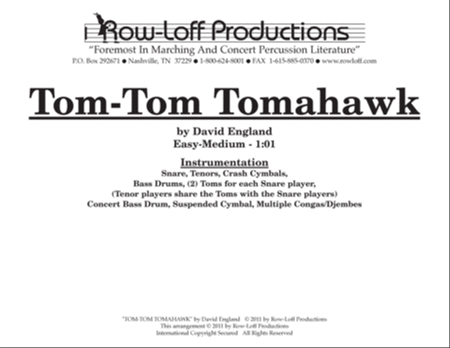 Tom Tom Tomahawk w/Tutor Tracks Percussion Ensemble scores gallery preview page 2