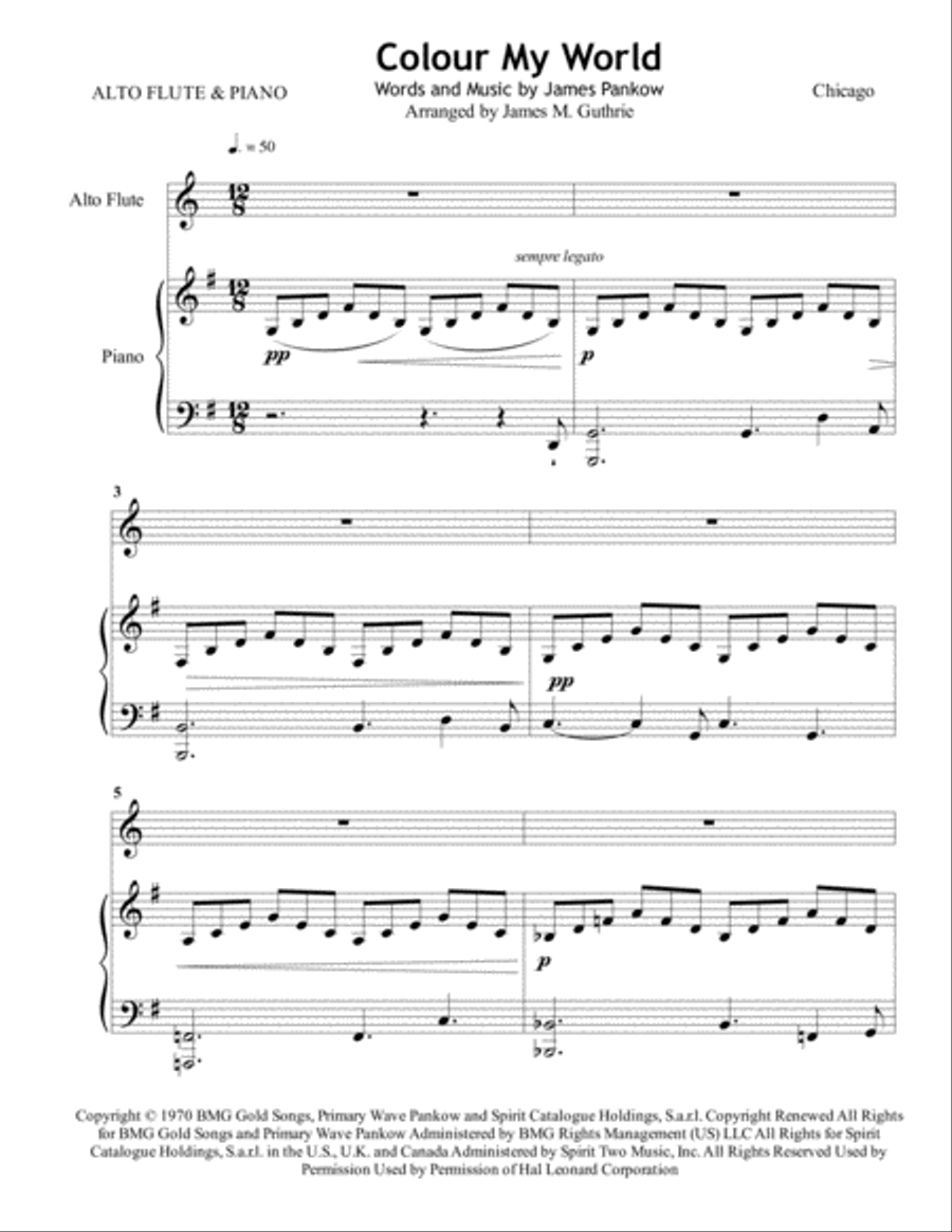 Colour My World Flute Solo scores gallery preview page 1