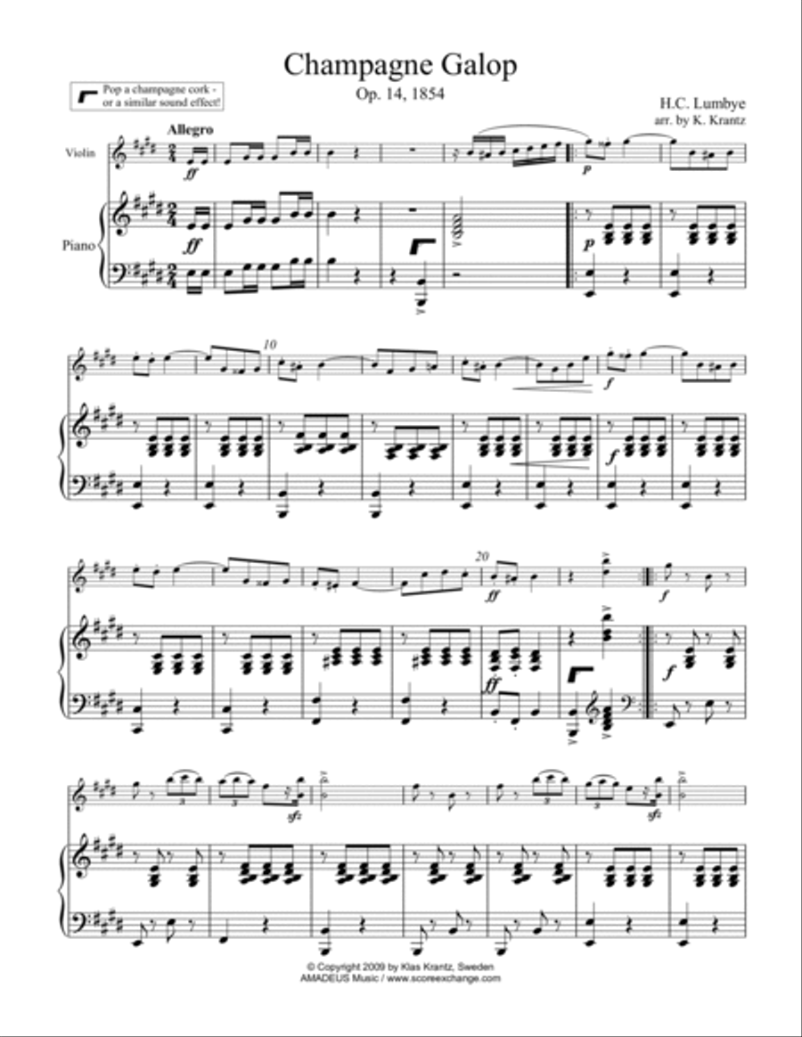 Champagne Galop for violin and piano Champagne Galop for violin and piano Violin Solo scores gallery preview page 2