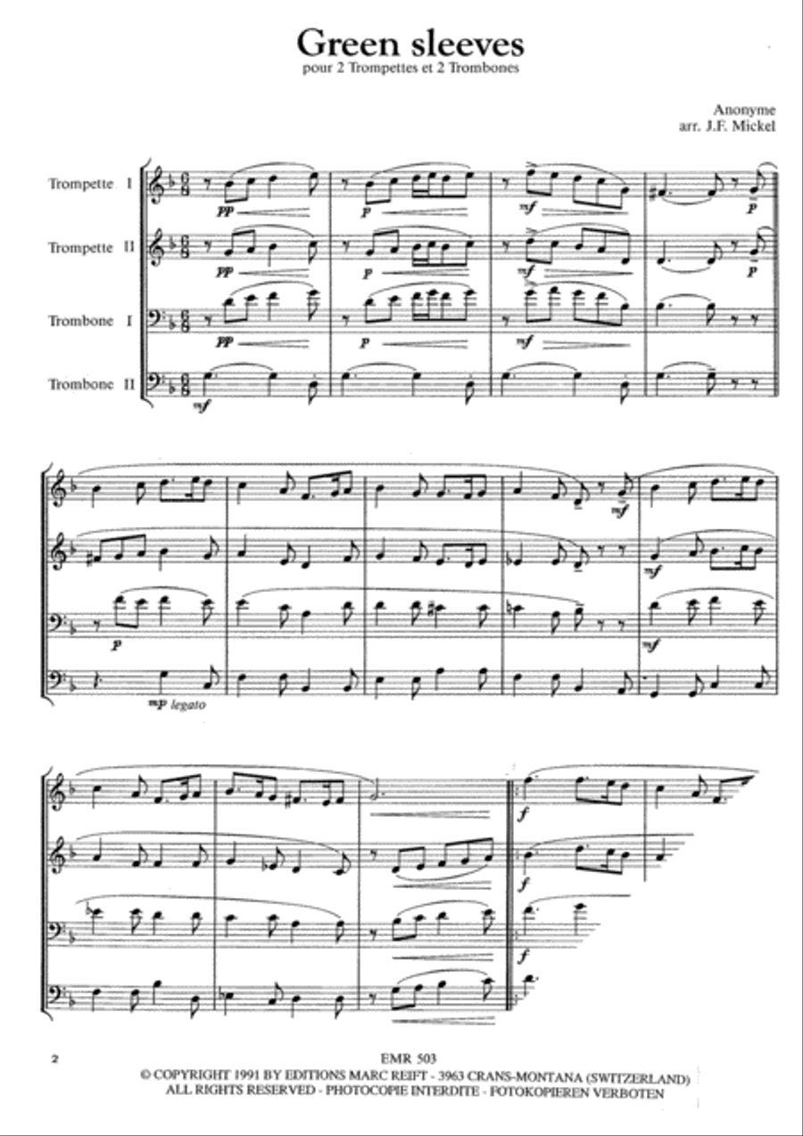 Greensleeves Greensleeves Brass Quartet scores gallery preview page 6