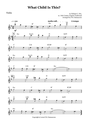 What Child Is This? - Violin Solo with Chords