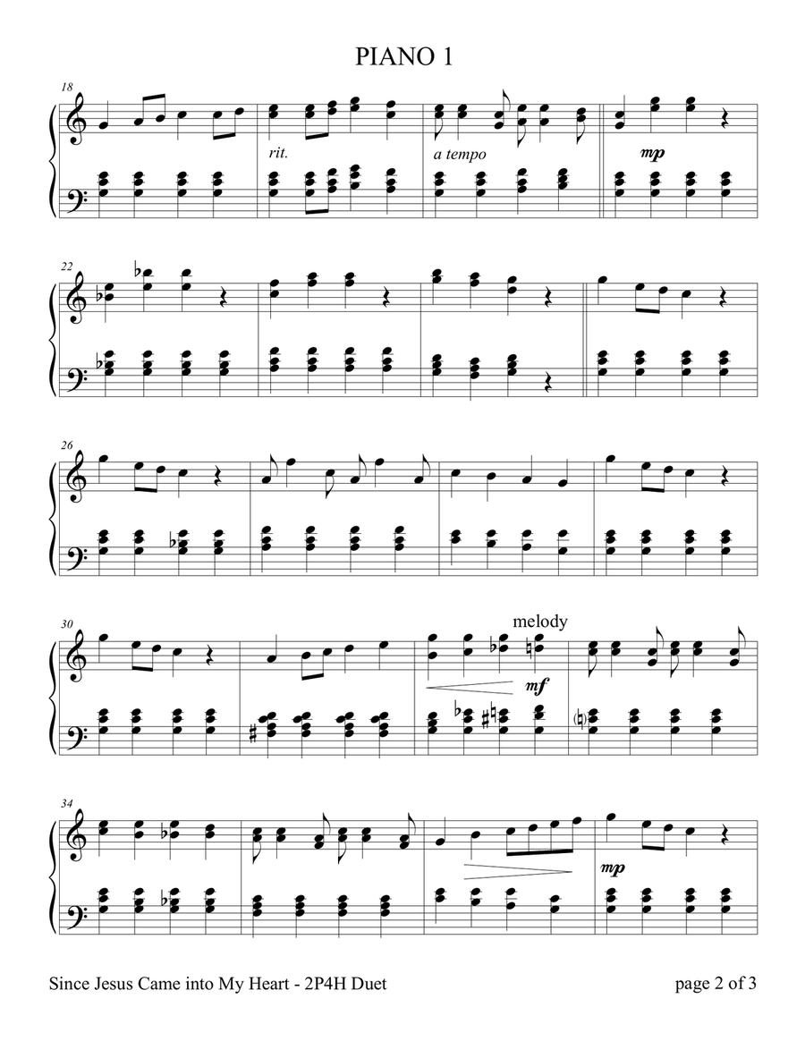 Since Jesus Came into My Heart (2 Pianos, 4 Hands Duet) Piano Duet scores gallery preview page 4