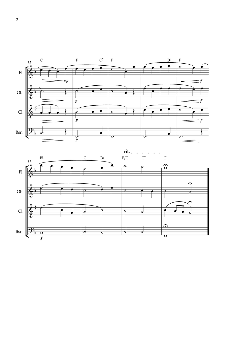 O Come, All Ye Faithful for Woodwind quartet Woodwind Quartet scores gallery preview page 2
