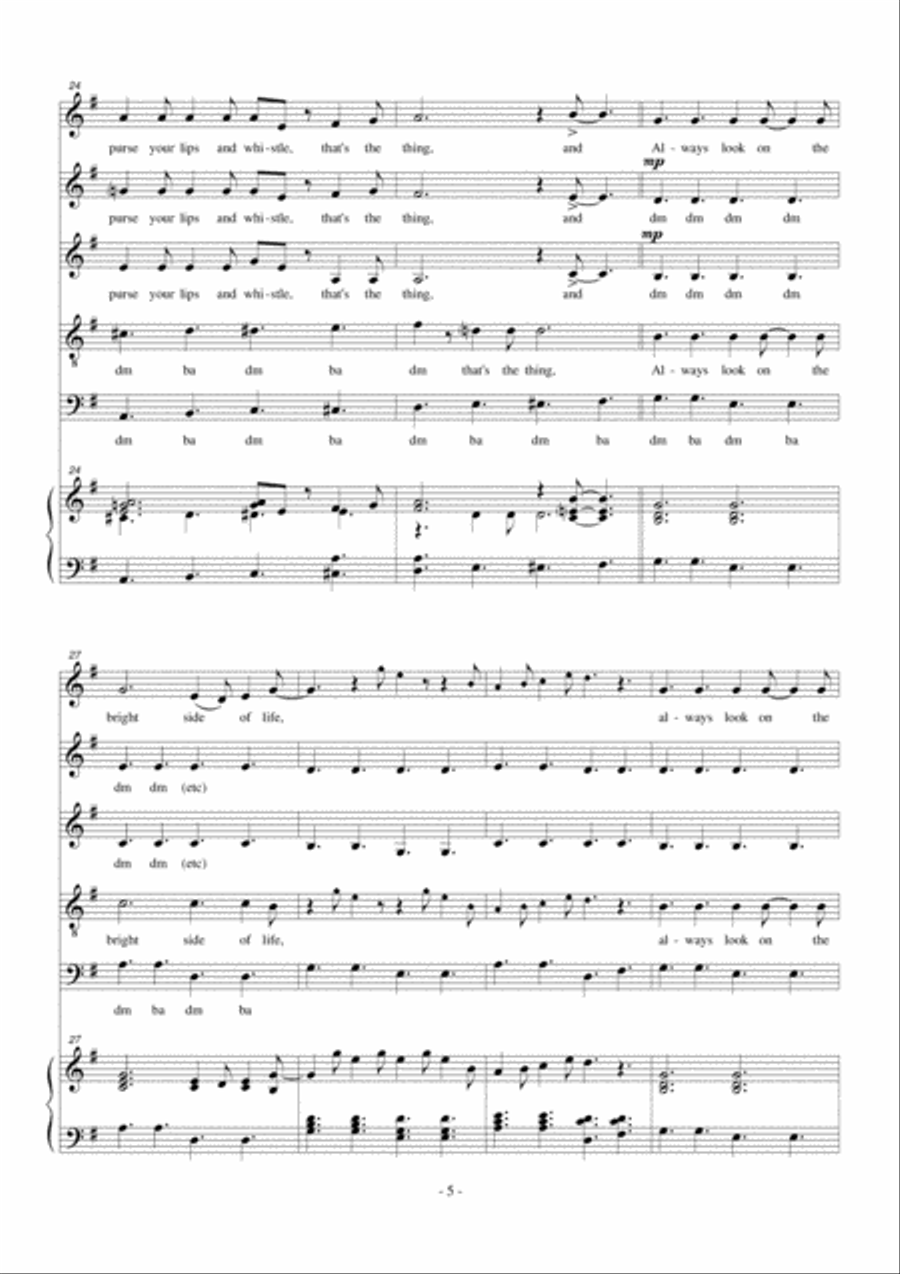 Always Look On The Bright Side Of Life 4-Part scores gallery preview page 6