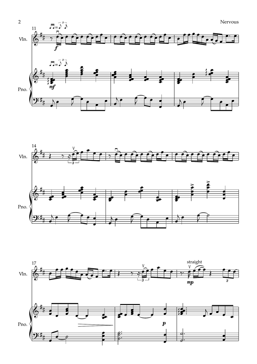 Nervous Violin Solo scores gallery preview page 2