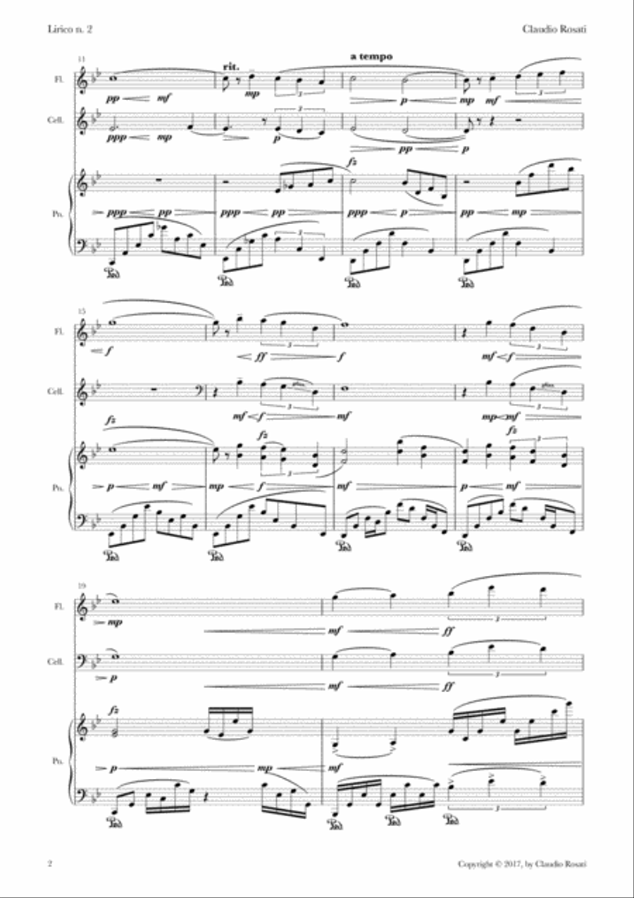 Lirico n. 2 (piano-cello-flute) Small Ensemble scores gallery preview page 4