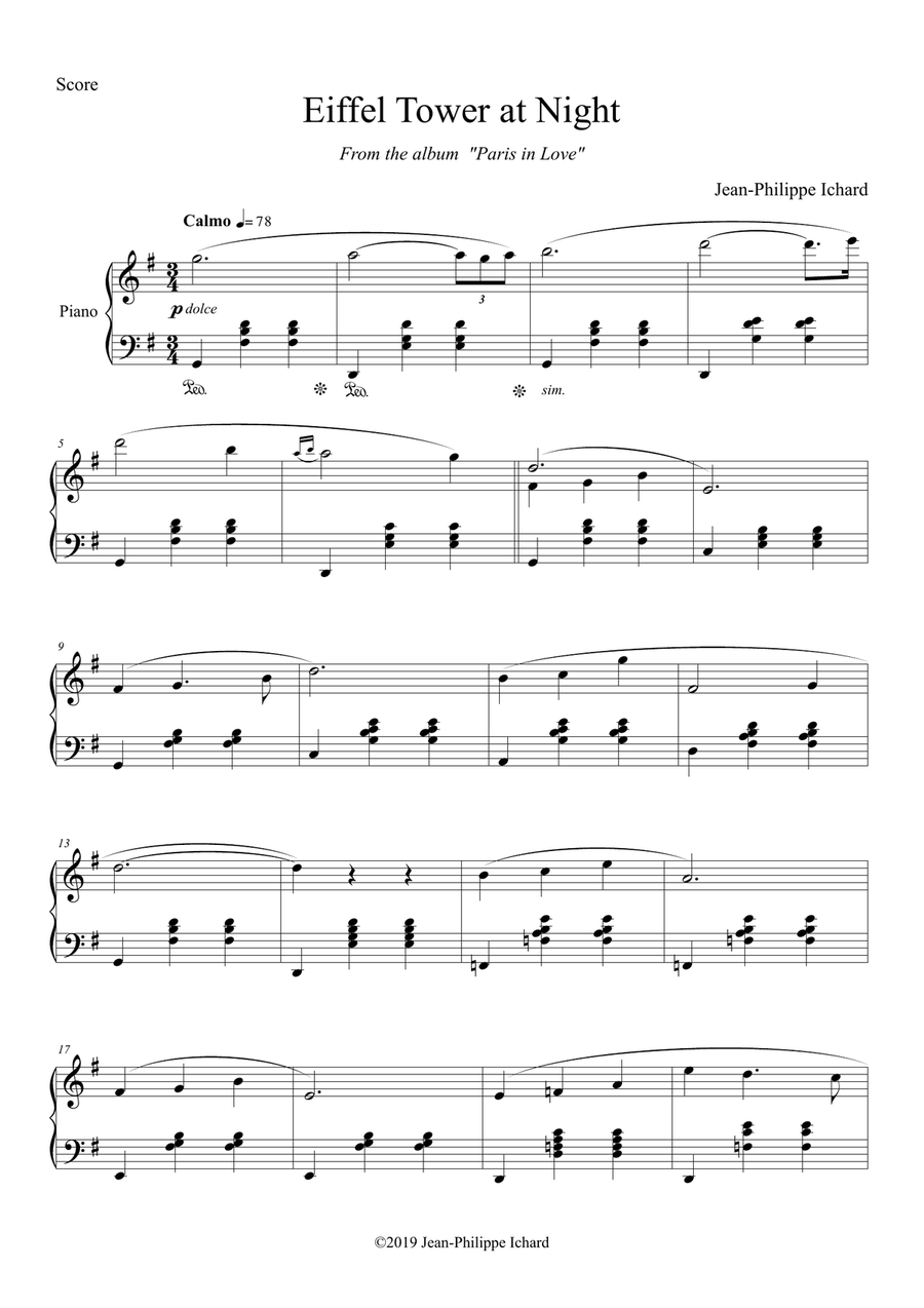 Eiffel Tower at Night - Piano solo Piano Solo scores gallery preview page 1