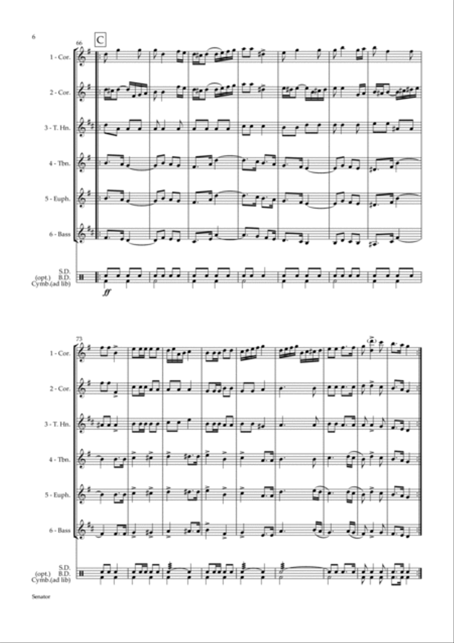 Senator - Grand Contest March by George Allan - arranged for brass sextet Brass Ensemble scores gallery preview page 6