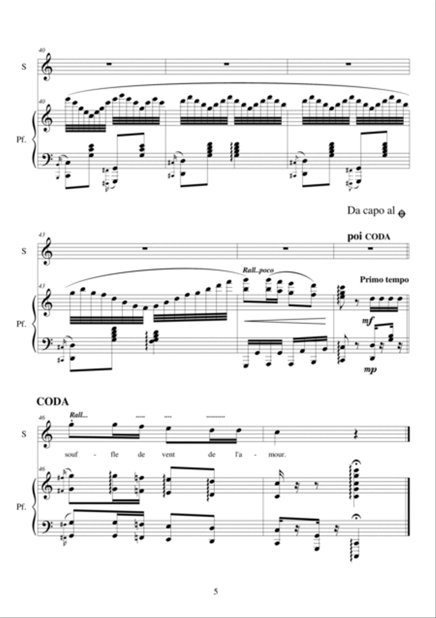 Quatre Chansons lyriques pour Soprano et piano Voice scores gallery preview page 5