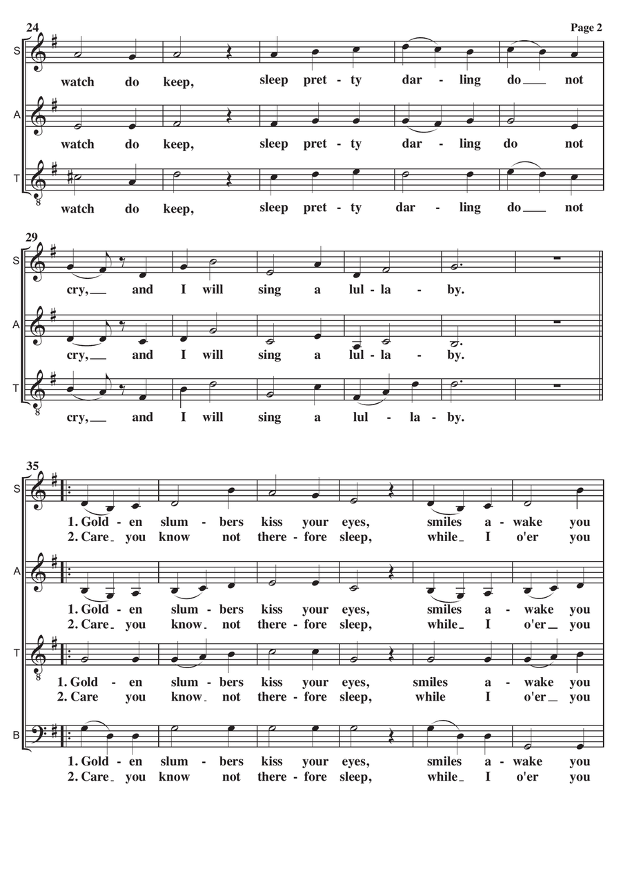 Golden Slumbers A Cappella SATB 4-Part scores gallery preview page 2