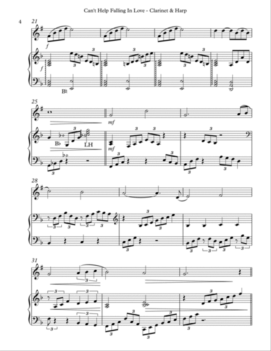 Can't Help Falling In Love Clarinet scores gallery preview page 4