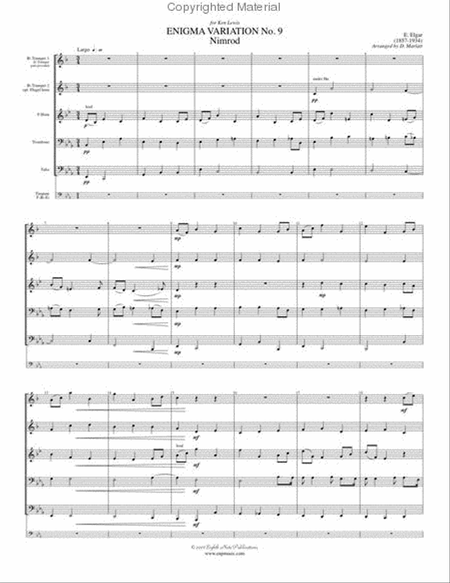 Enigma Variation #9 (Nimrod) Brass Ensemble scores gallery preview page 2