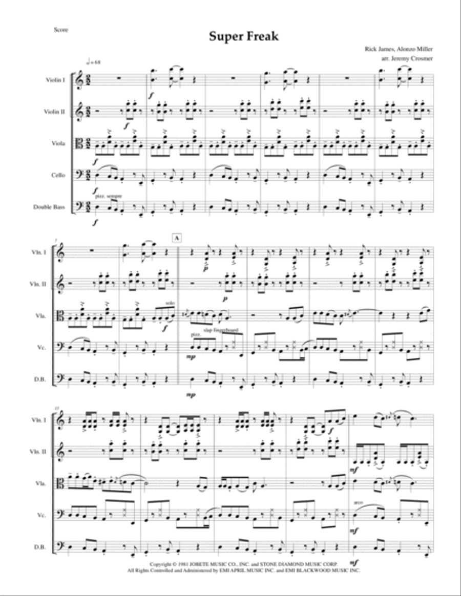 Super Freak String Quartet scores gallery preview page 3