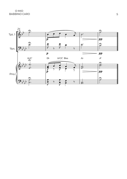 O MIO BABBINO CARO - BRASS PIANO TRIO (TRUMPET, TROMBONE & PIANO) image number null